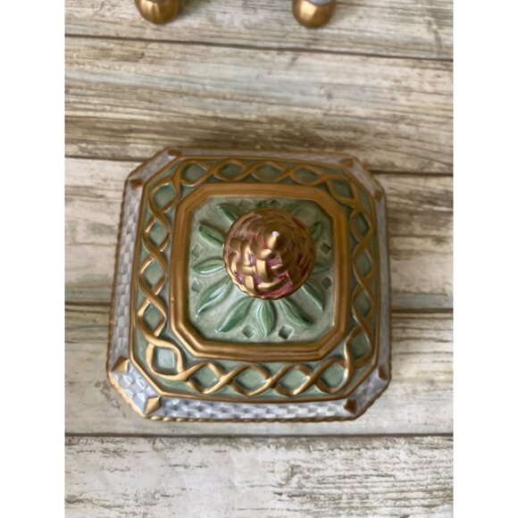 Fitz & Floyd Gregorian Classics Potpourri Jar w/ Lid Gold Trim Early 2000s Decor - Picture 7 of 13